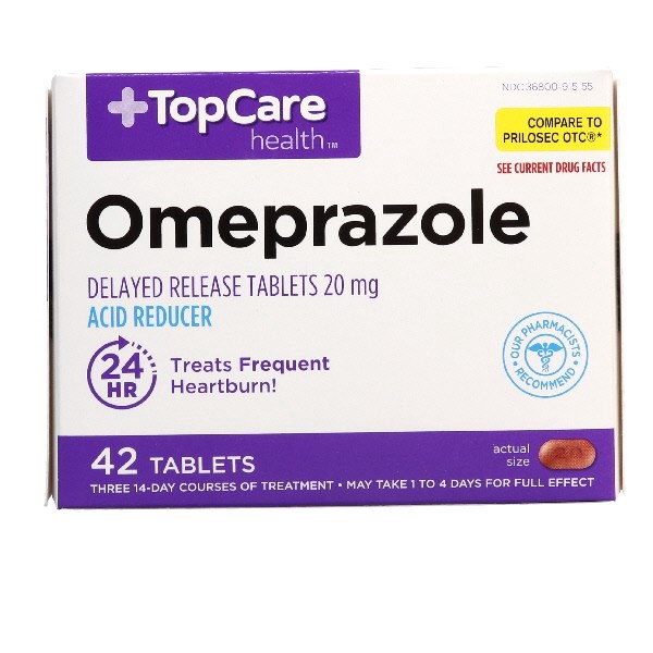 slide 1 of 14, Topcare Antacid Omeprazole Tabs, 42 ct