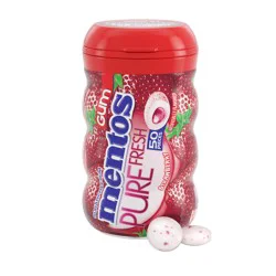 Mentos Pure Fresh Strawberry Flavored Sugar Free Chewing Gum with Xylitol Bottle - 50ct
