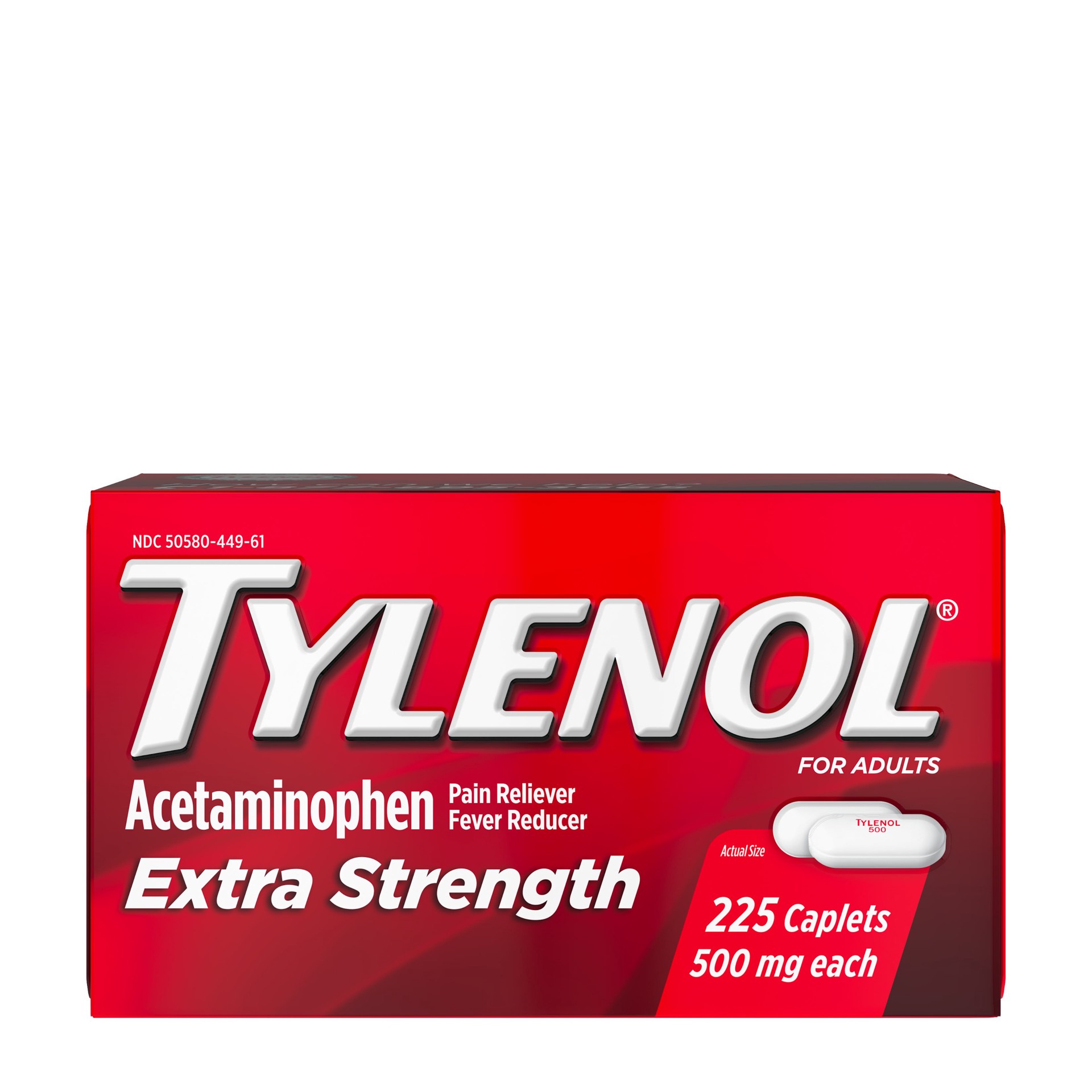 slide 1 of 6, Tylenol Extra Strength Caplets with Acetaminophen, Pain Reliever & Fever Reducer, Acetaminophen For Headache, Backache & Menstrual Pain Relief, 225 ct
