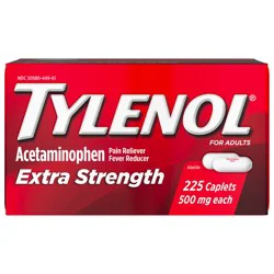 Tylenol Extra Strength Pain Reliever and Fever Reducer Caplets, 500 mg Acetaminophen Pain Relief Pills for Headache, Backache, Toothache & Minor Arthritis Pain Relief; 225 ct.; Pack of 1