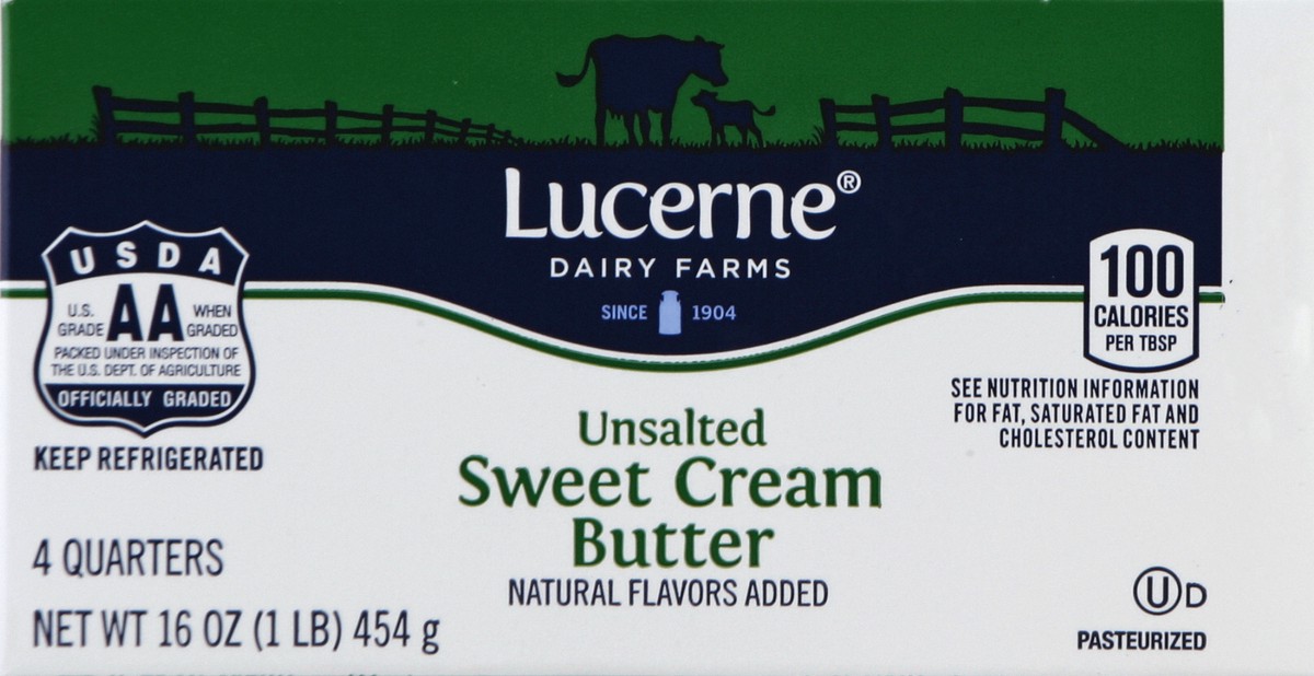 slide 4 of 6, Lucerne Dairy Farms Butter, Sweet Cream, Unsalted, 4 ct