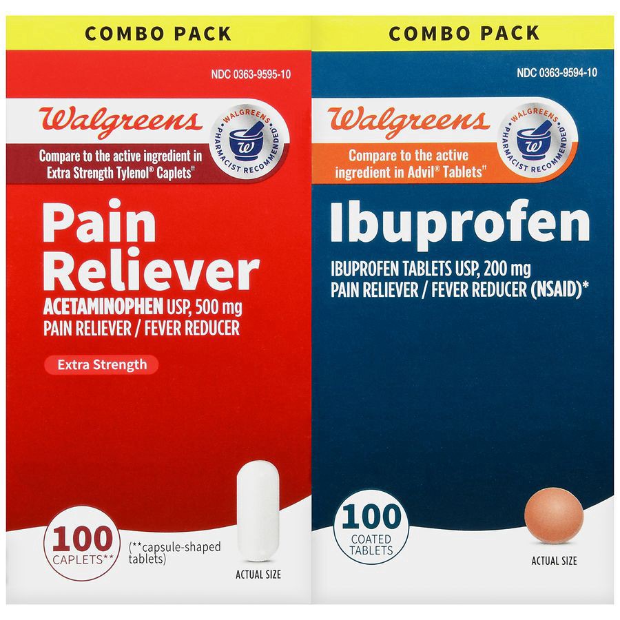 slide 5 of 5, Walgreens Combo Ibuprofen Tab + Acetaminophen, 100 ct