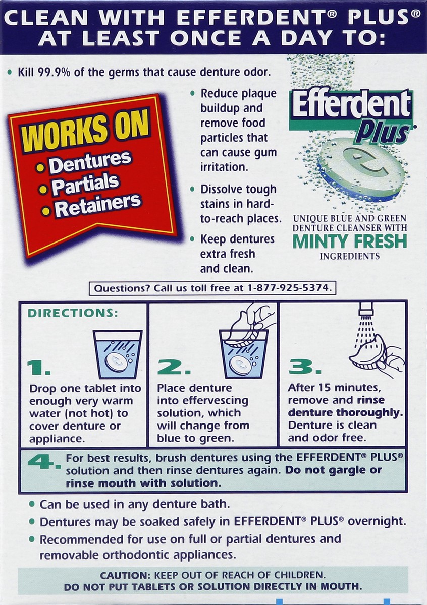 slide 5 of 5, Efferdent Plus Anti-Bacterial Denture Cleanser in Extreme Minty Fresh Tablets, 36 ct