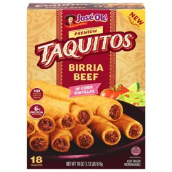 José Olé Premium Birria Beef Taquitos - 18 Each