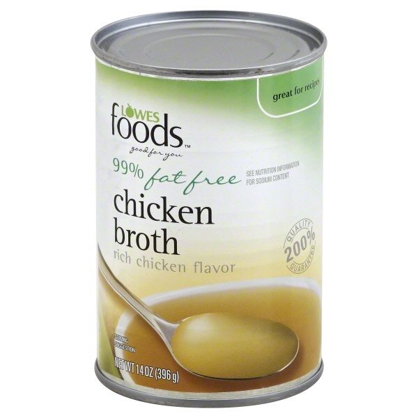 slide 1 of 1, Lowes Foods Broth Chicken 99% Fat Free, 14 oz