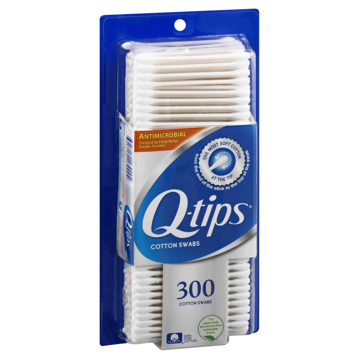 slide 2 of 9, Q-tips Antimicrobial Cotton Swabs Antimicrobial, 300 Count, 300 ct