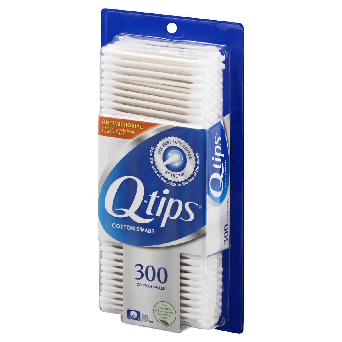 slide 3 of 9, Q-tips Antimicrobial Cotton Swabs Antimicrobial, 300 Count, 300 ct