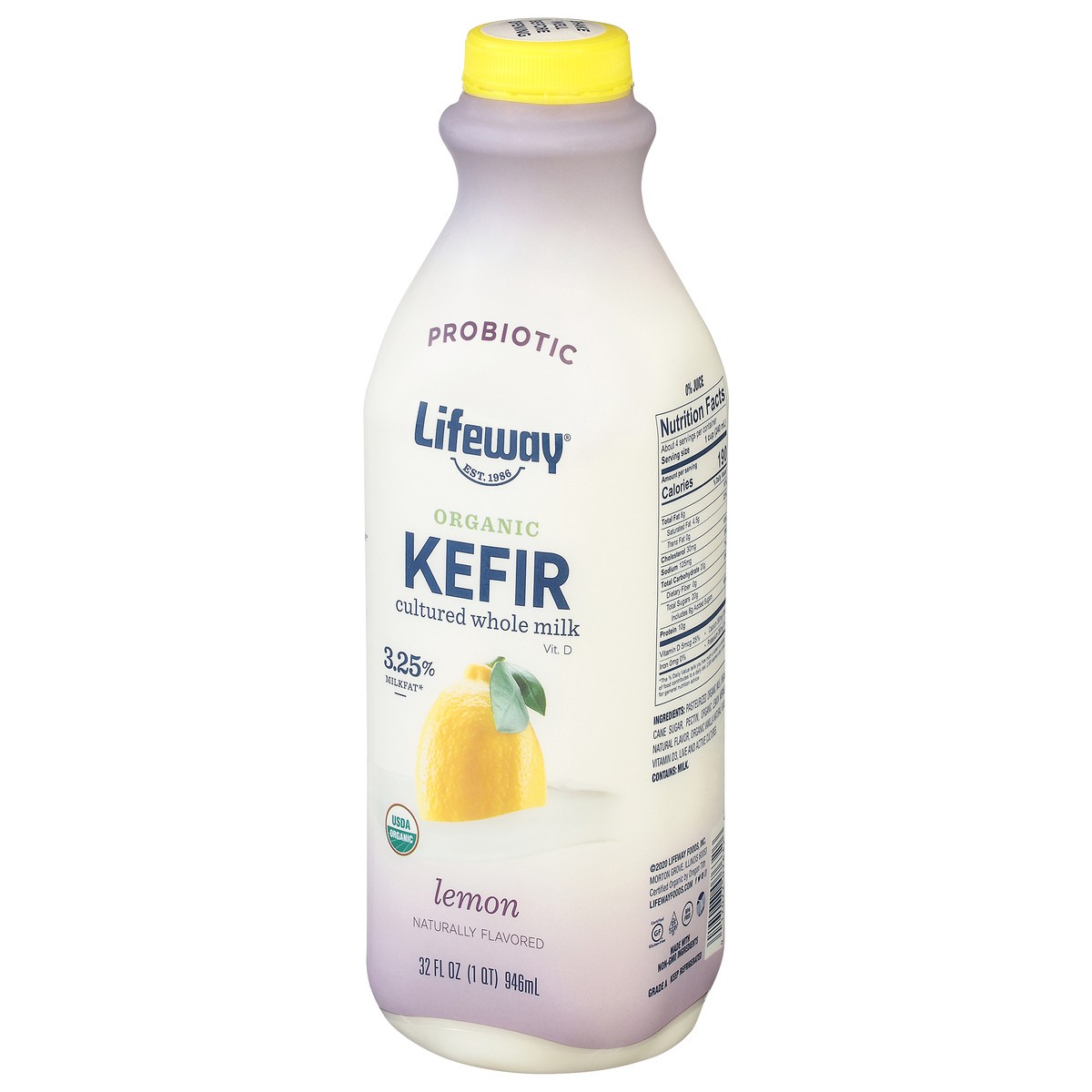 slide 3 of 9, Lifeway Organic Lemon Kefir Whole Milk, 32 oz