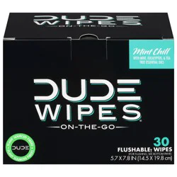 Dude On-The-Go Mint Chill Flushable Wipes - 30 ct