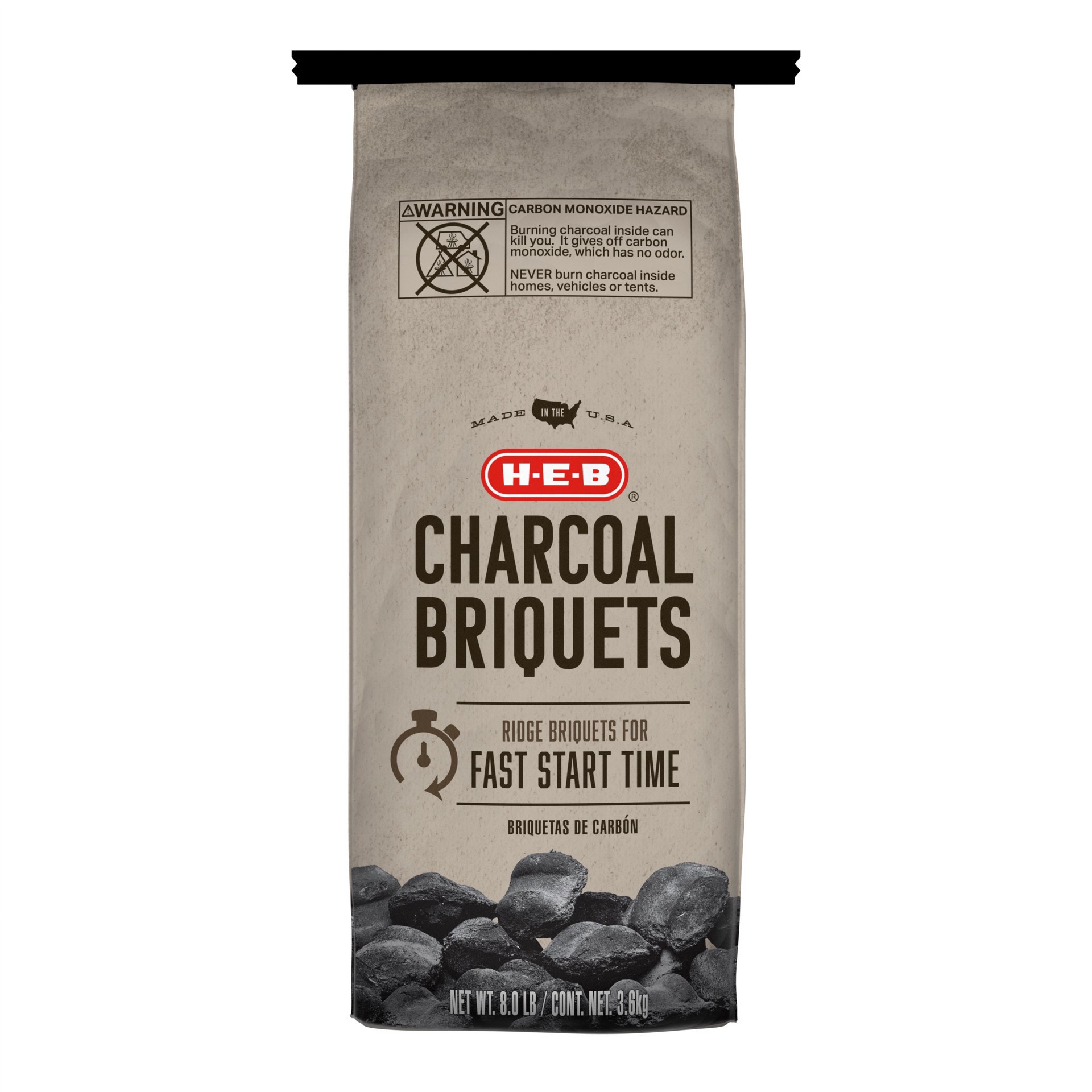 slide 1 of 1, H-E-B Fast Start Charcoal Ridge Briquets, 8 lb