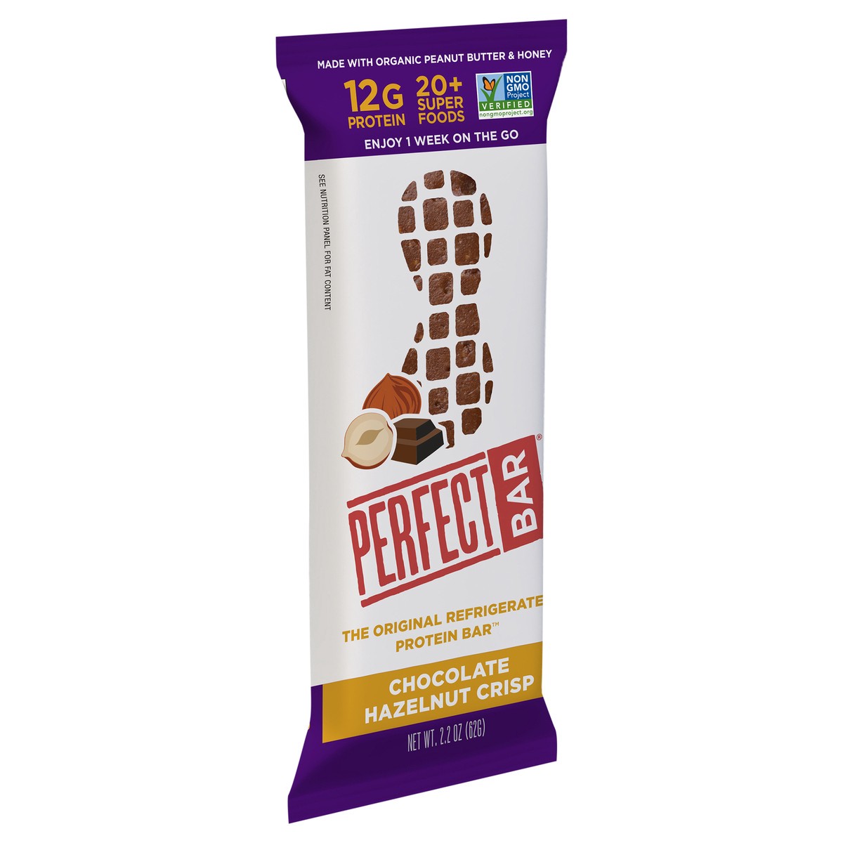 slide 3 of 9, Perfect Bar Original Refrigerated Protein Bar, Chocolate Hazelnut Crisp, 2.3 Ounce Bars, 2.2 oz