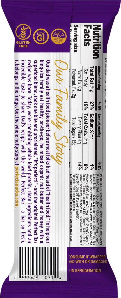 slide 6 of 9, Perfect Bar Original Refrigerated Protein Bar, Chocolate Hazelnut Crisp, 2.3 Ounce Bars, 2.2 oz