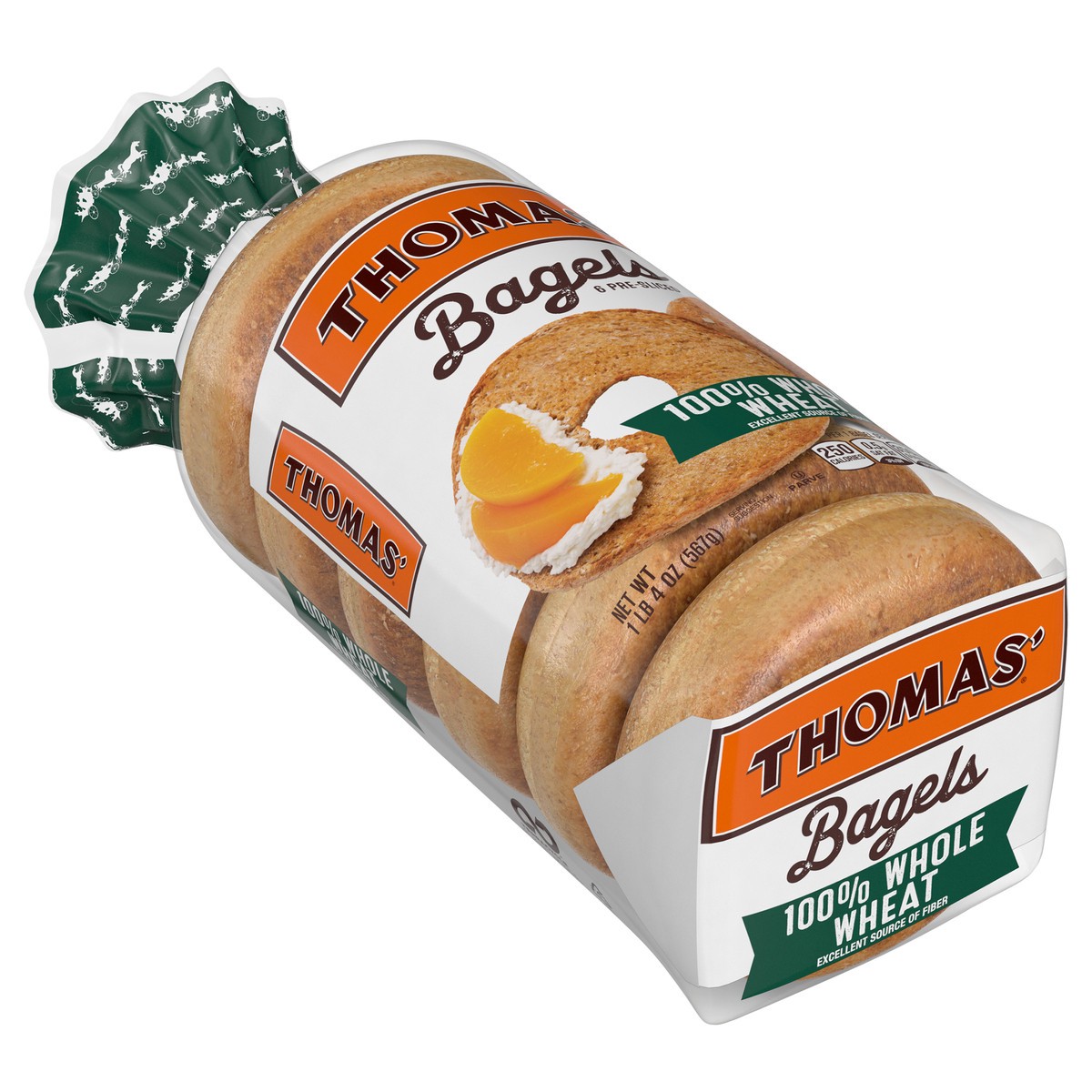 slide 2 of 9, Thomas' 100% Whole Wheat Bagels, 6 count, 20 oz, 6 ct