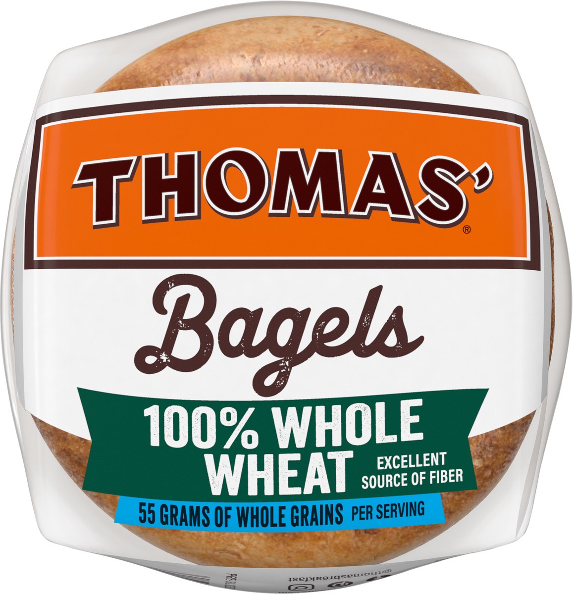 slide 4 of 9, Thomas' 100% Whole Wheat Bagels, 6 count, 20 oz, 6 ct