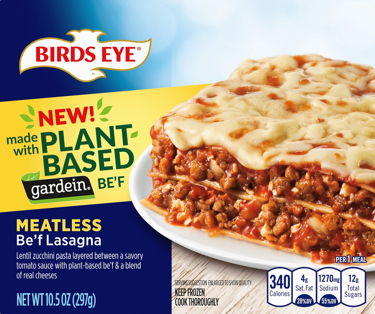 slide 2 of 13, Birds Eye Meatless Be'f Lasagna 10.5 oz, 10.5 oz