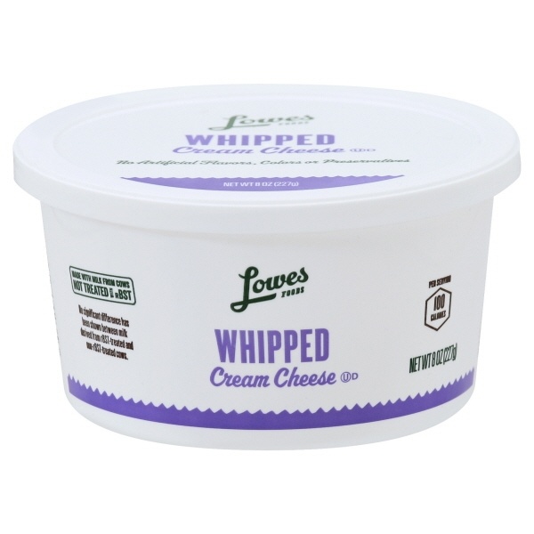 slide 1 of 1, Lowes Foods Whipped Cream Cheese Tub, 8 oz