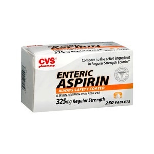 slide 1 of 1, CVS Pharmacy Enteric Aspirin 325 Mg Tablets Regular Strength, 250 ct
