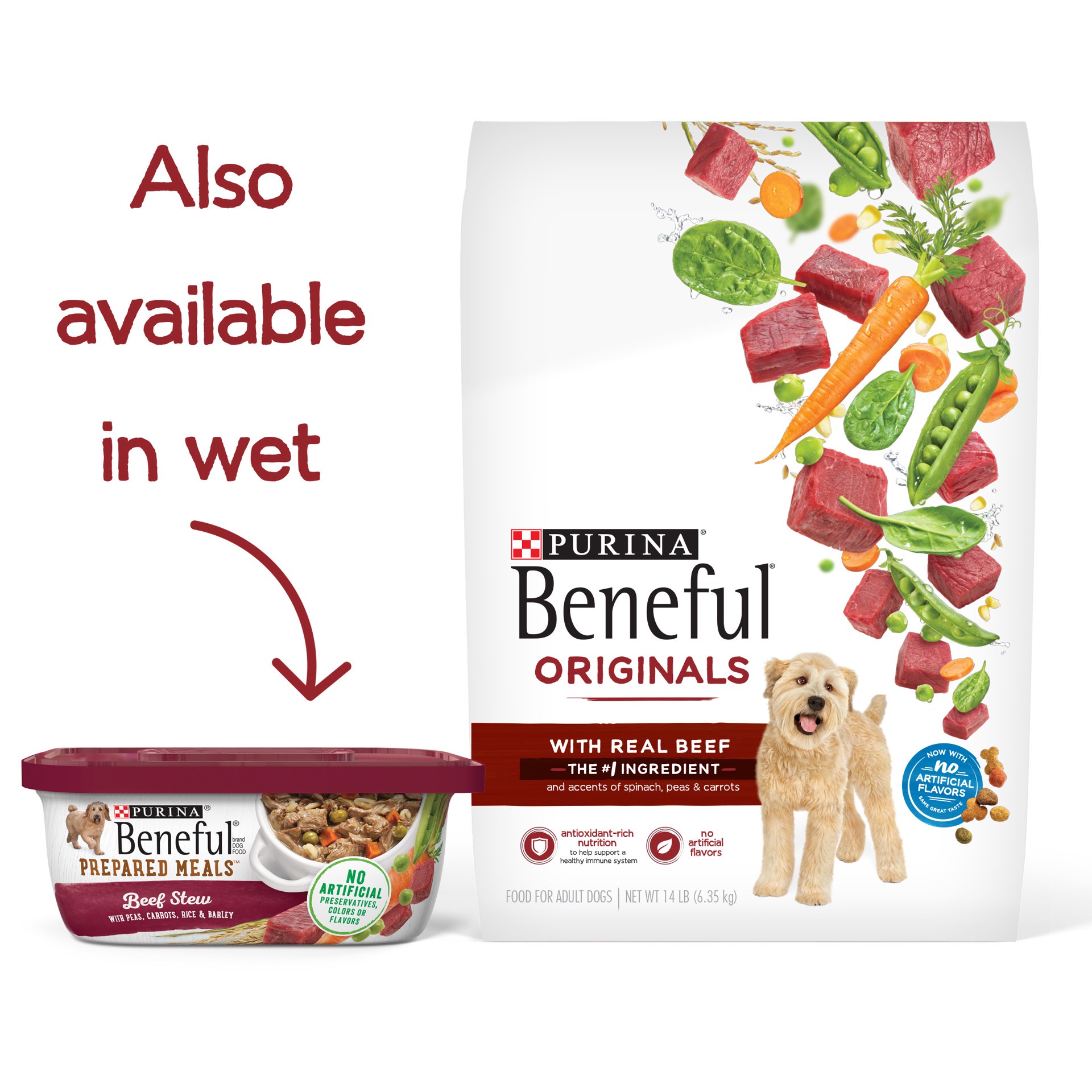 slide 8 of 9, Beneful Purina Beneful Originals With Farm-Raised Beef, With Real Meat Dog Food, 28 lb