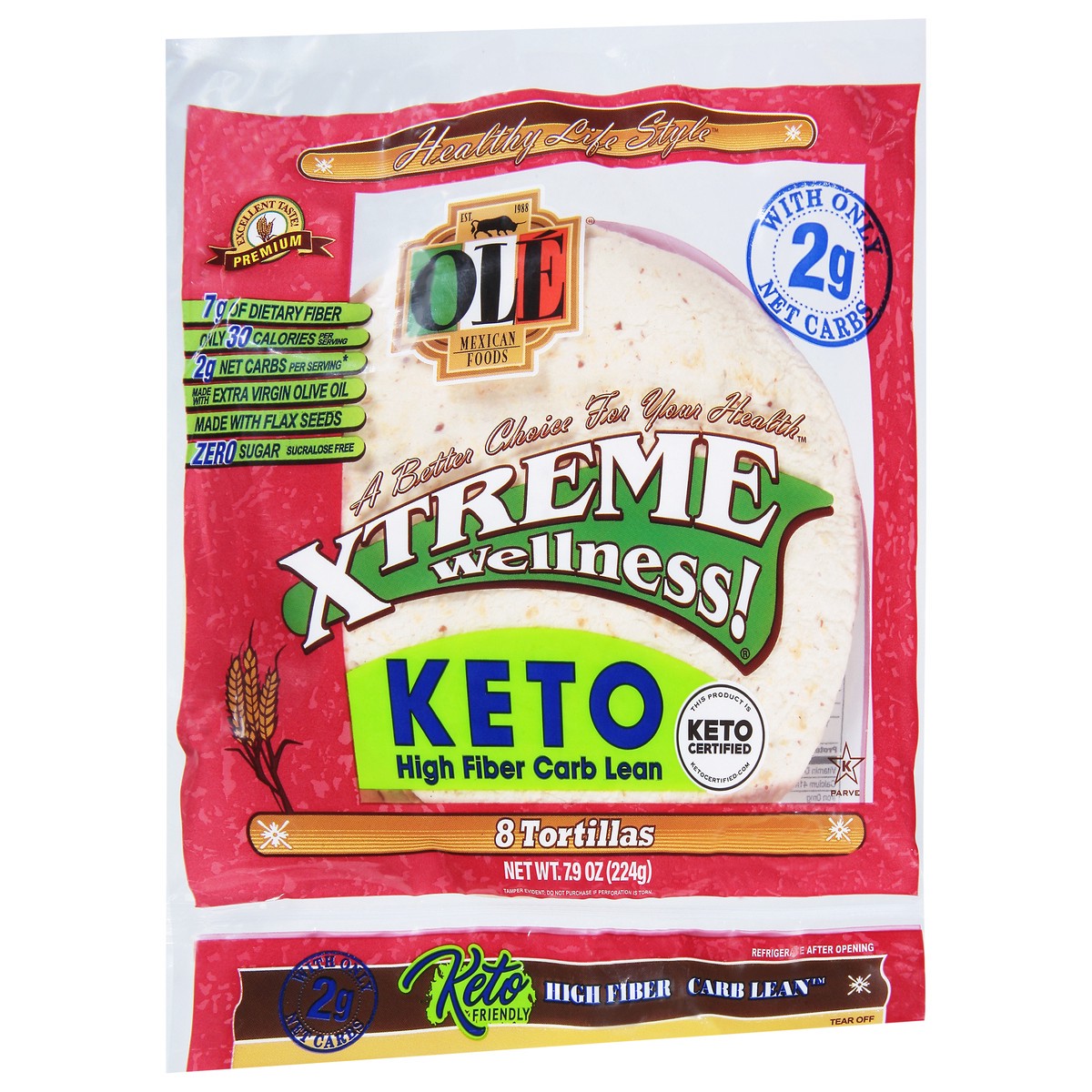 slide 8 of 9, Olé Mexican Foods Olé Xtreme White Snack Size High Fiber Keto Certified Tortillas, 8 ct