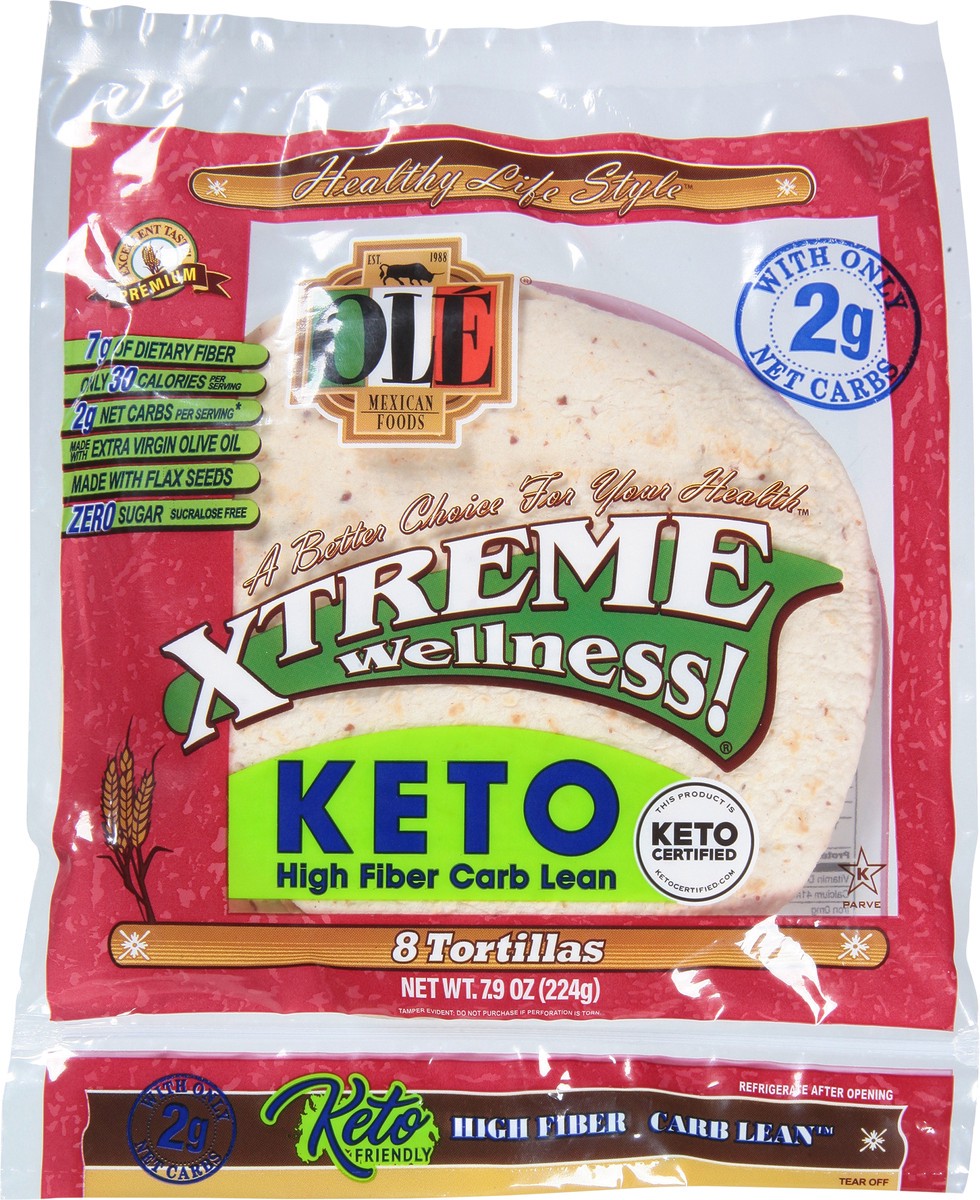 slide 4 of 9, Olé Mexican Foods Olé Xtreme White Snack Size High Fiber Keto Certified Tortillas, 8 ct