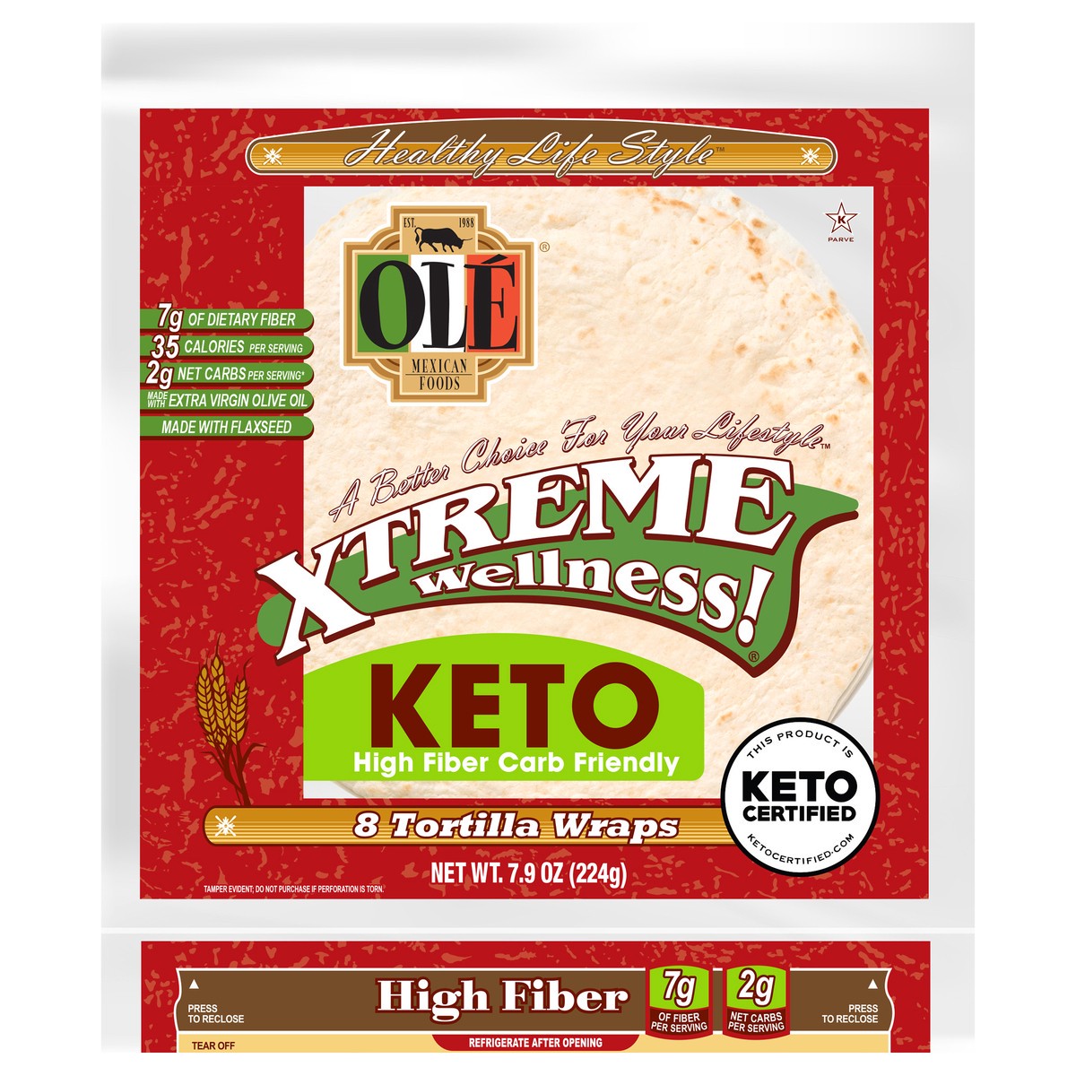 slide 1 of 9, Olé Mexican Foods Olé Xtreme White Snack Size High Fiber Keto Certified Tortillas, 8 ct