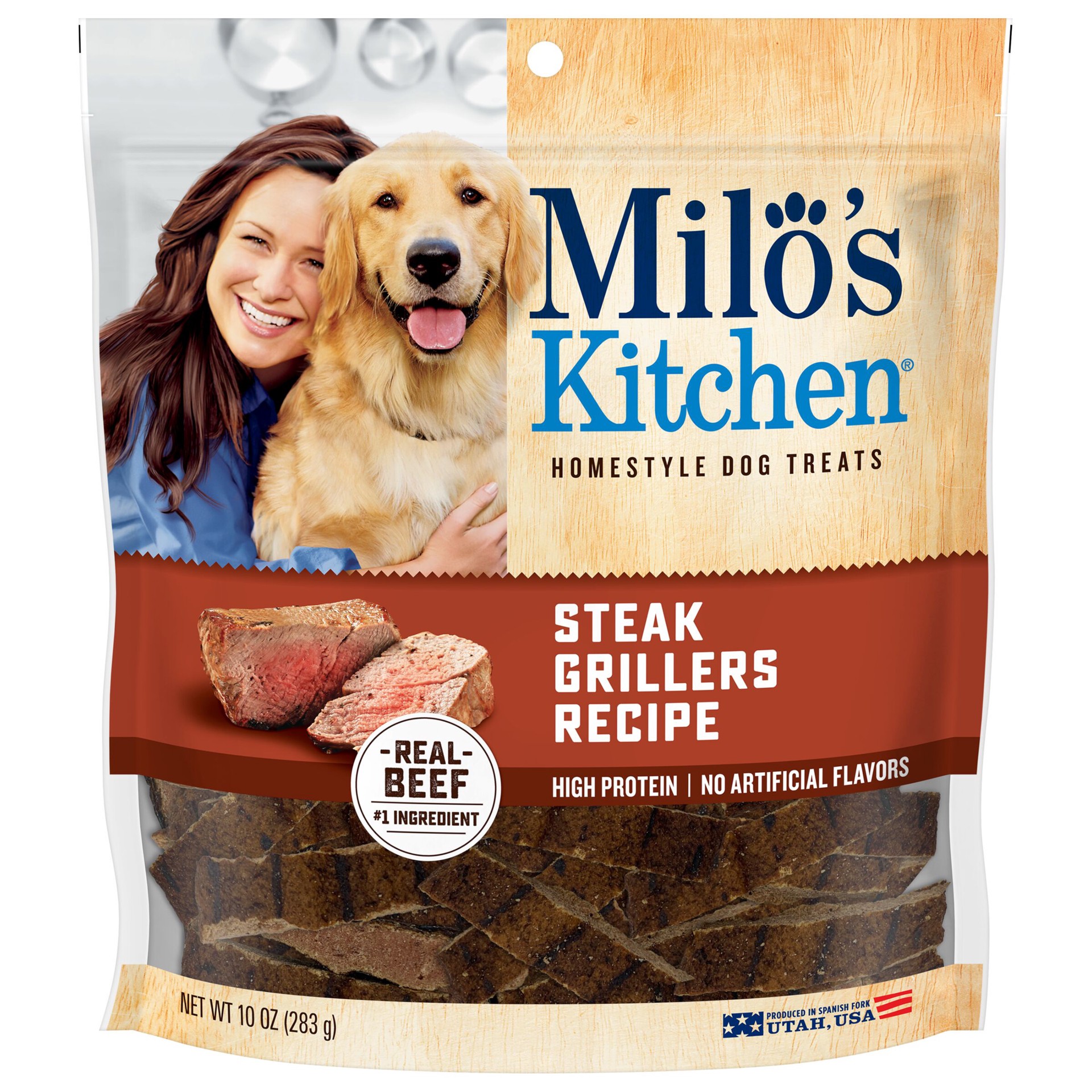 slide 1 of 5, Milo's Kitchen Milo''s Kitchen Steak Grillers Recipe Dog Treats, 10-oz., 10 oz