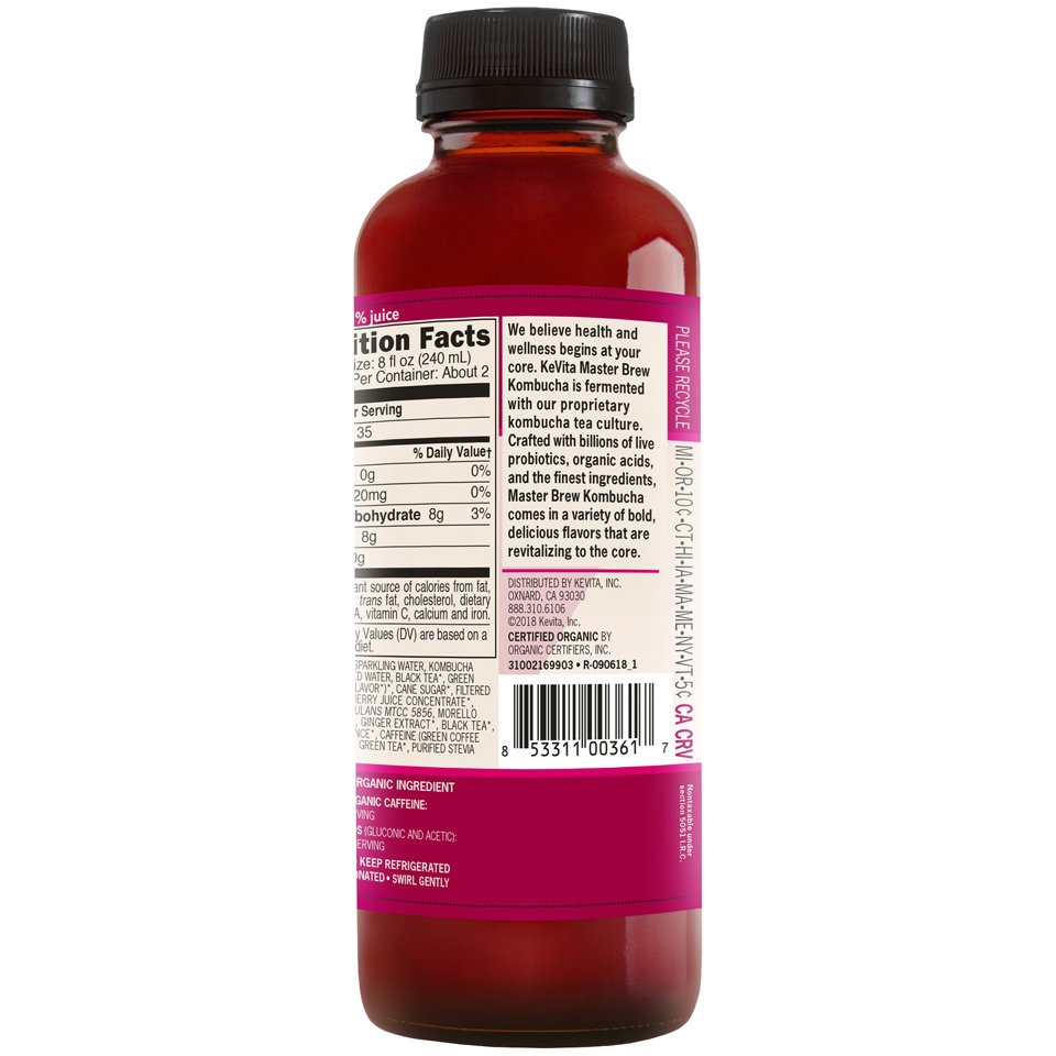 KeVita Tart Cherry Kombucha 15.2 fl oz | Shipt