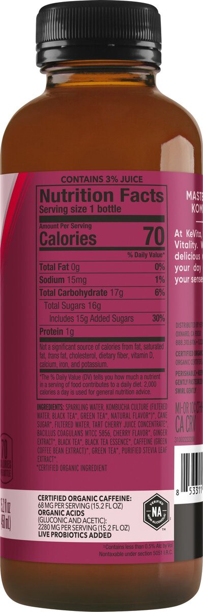 slide 5 of 7, KeVita Flavored Beverages Chilled, Tart Cherry, 15.2 oz