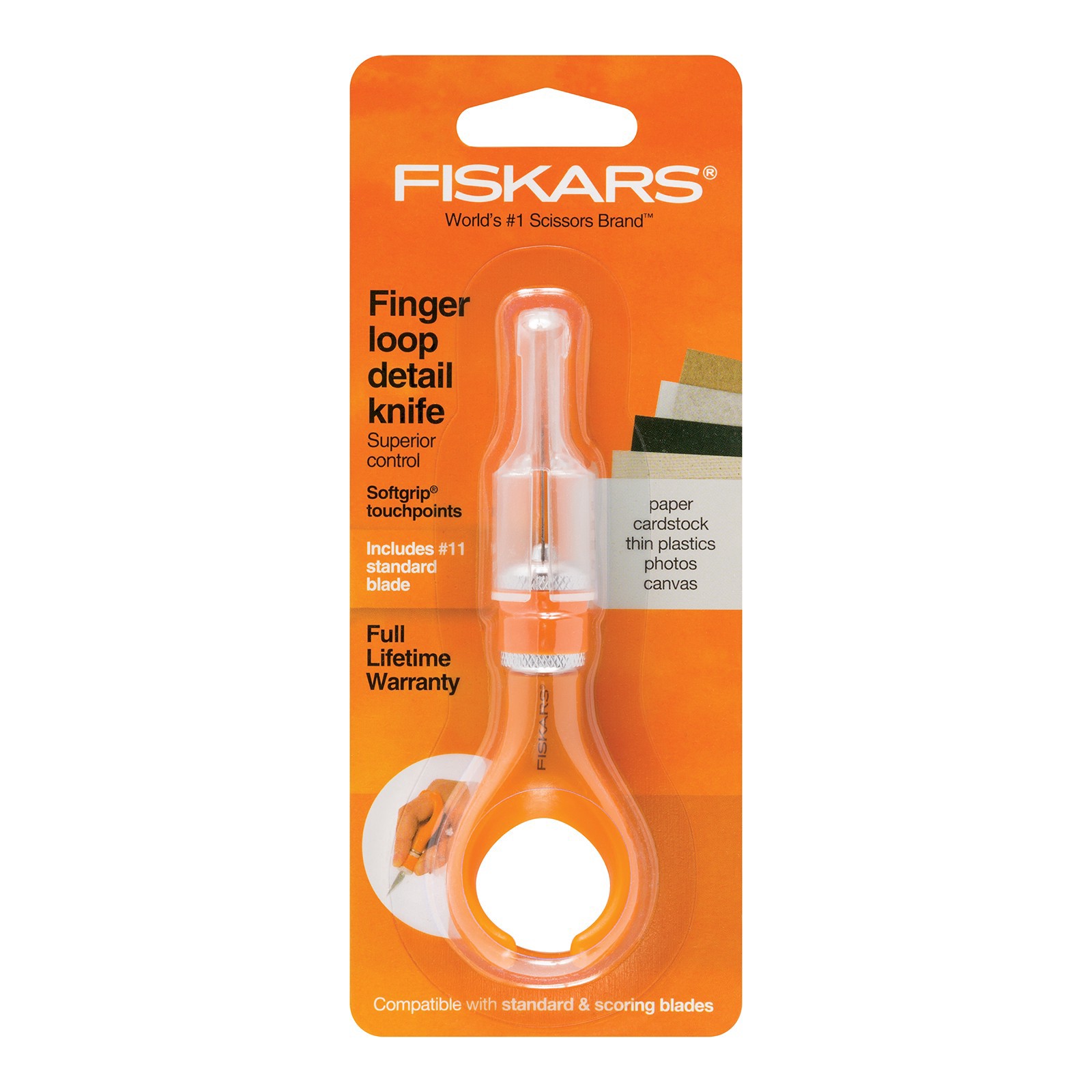 slide 2 of 5, Fiskars Softgrip Fingertip Loop Detail Knife, 1 ct