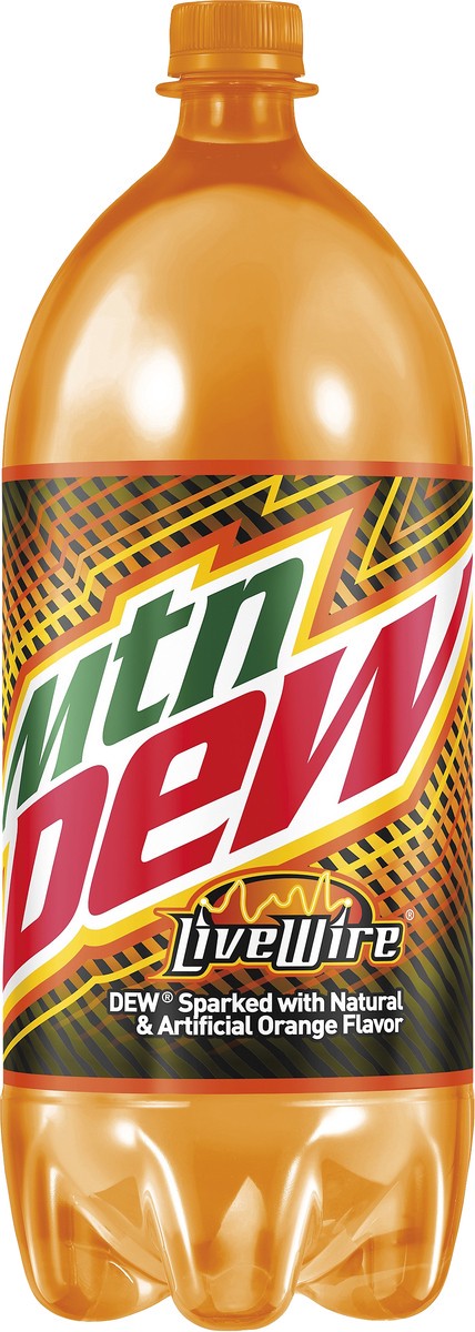 slide 4 of 5, Mountain Dew Live Wire DEW Sparked With Natural & Artificial Orange Flavor 2 L Bottle, 2 liter