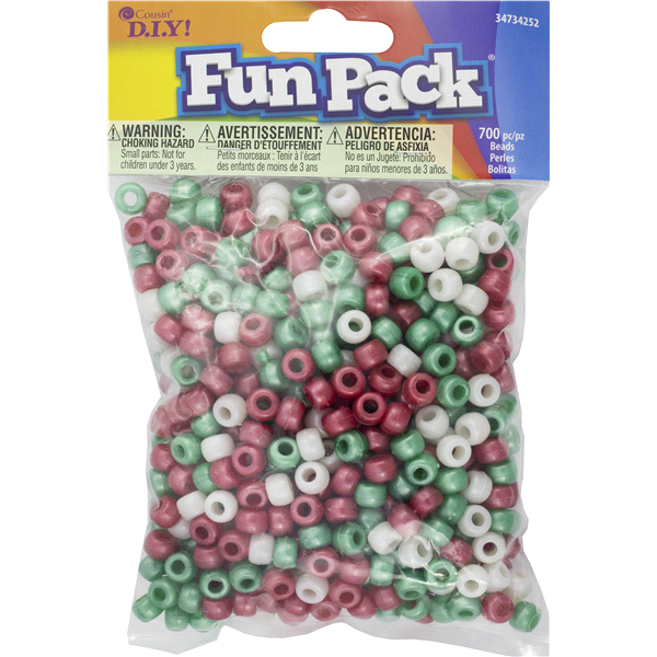 slide 1 of 1, Cousin Pearl Red/White/Green Pony Bead Mix, 700 ct