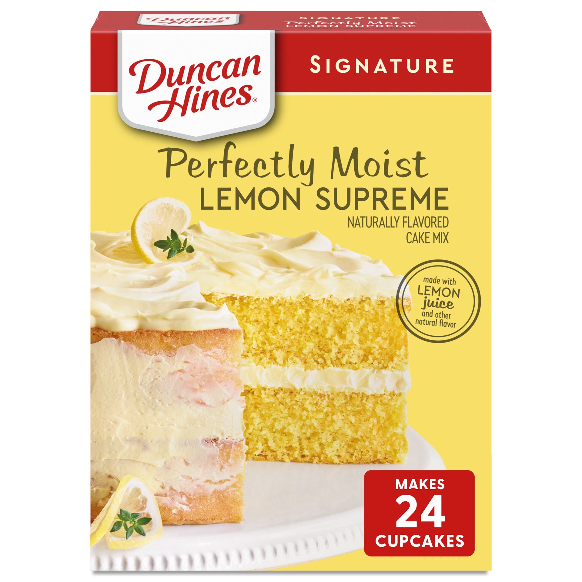 slide 1 of 1, Duncan Hines Signature Perfectly Moist Lemon Supreme Cake Mix 15.25 oz, 18.25 oz