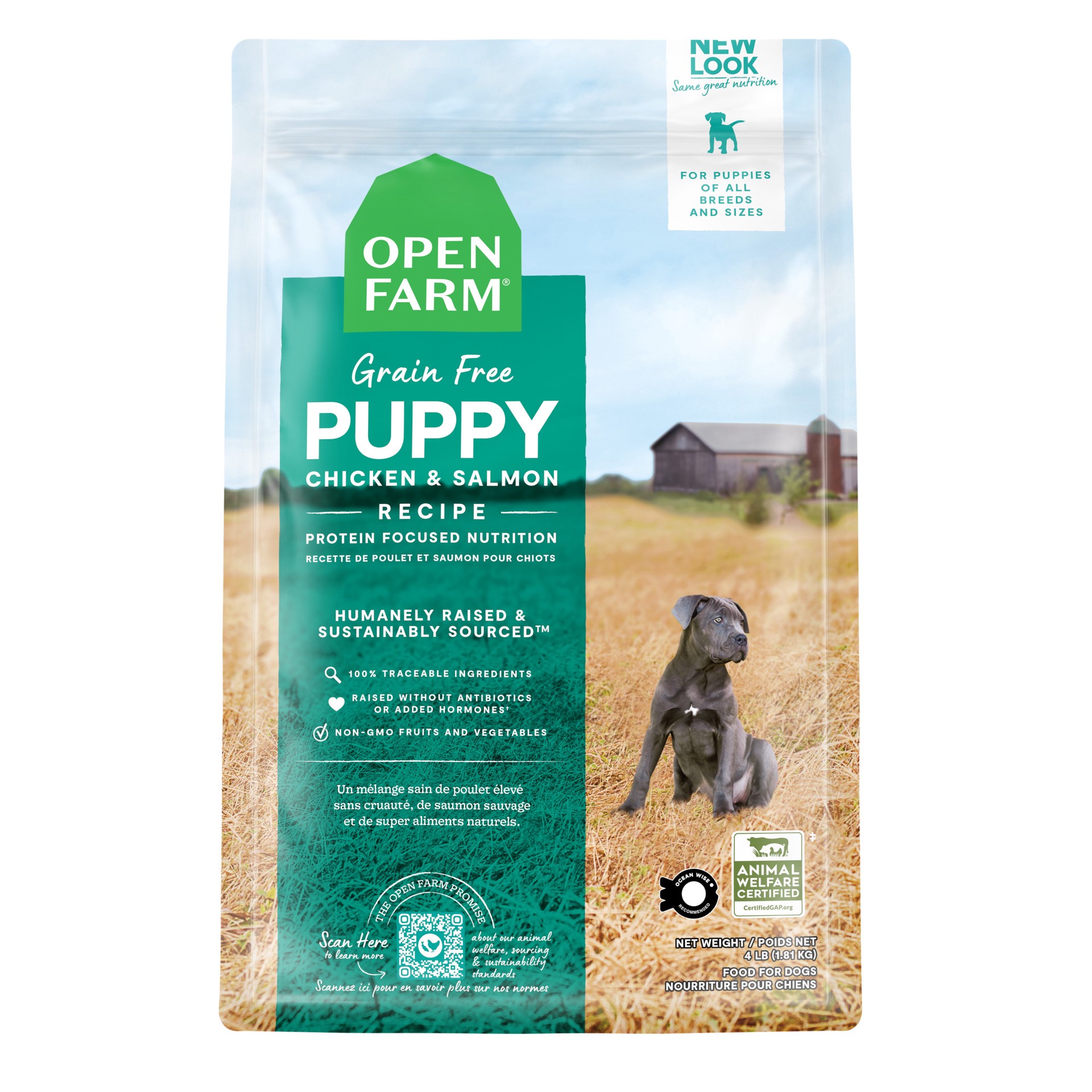 slide 1 of 2, OPEN FARM Puppy Recipe Grain Free Kibble for Dogs 4 lb, 4 lb