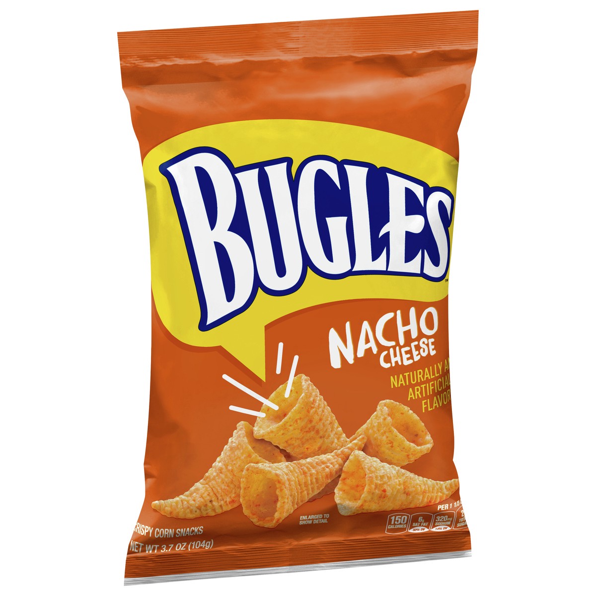 slide 2 of 9, Bugles Nacho Cheese Crispy Corn Snacks, 3.7 oz Bag, 3.7 oz