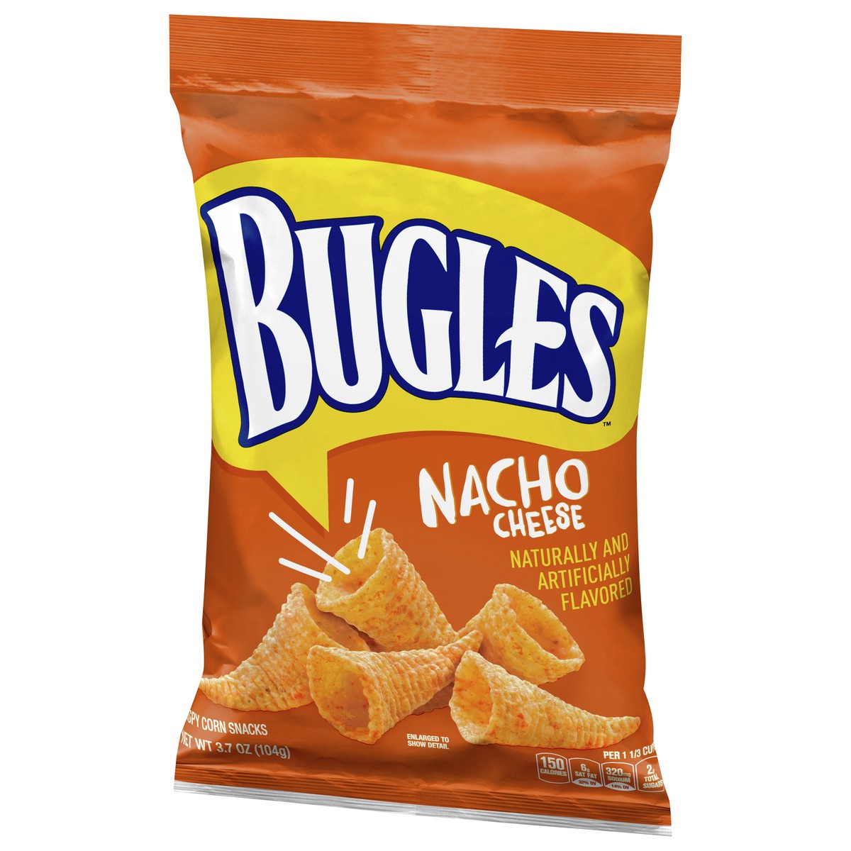 slide 7 of 9, Bugles Nacho Cheese Crispy Corn Snacks, 3.7 oz Bag, 3.7 oz