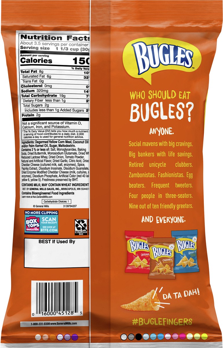 slide 4 of 9, Bugles Nacho Cheese Crispy Corn Snacks, 3.7 oz Bag, 3.7 oz