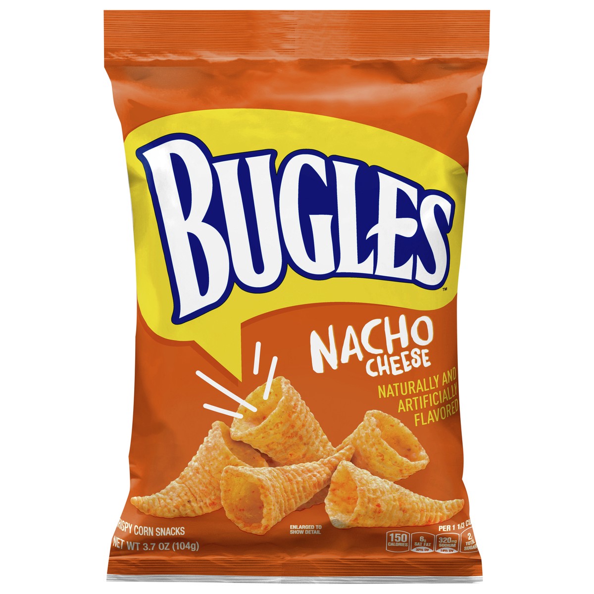 slide 1 of 9, Bugles Nacho Cheese Crispy Corn Snacks, 3.7 oz Bag, 3.7 oz