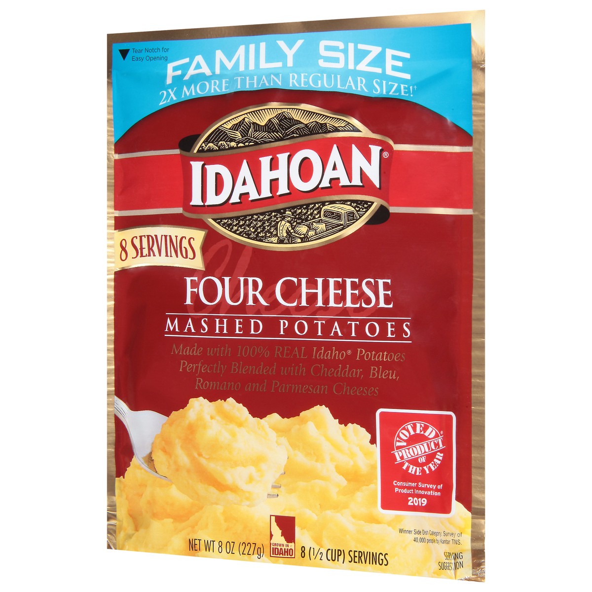 slide 8 of 9, Idahoan Four Cheese Mashed Potatoes Family Size, 8 oz Pouch, 8 oz