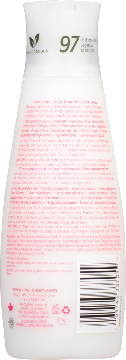 slide 9 of 10, Live Clean Super Fruit Waters Quenching Curls Conditioner, 12 fl oz