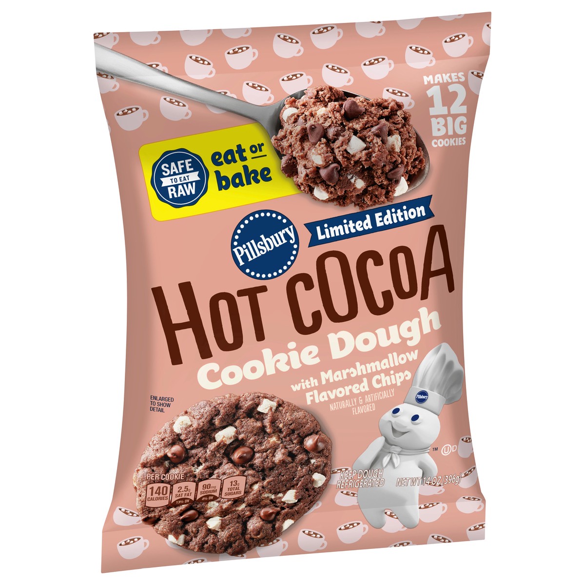 slide 3 of 9, Pillsbury Hot Cocoa Cookie Dough 14 oz, 14 oz