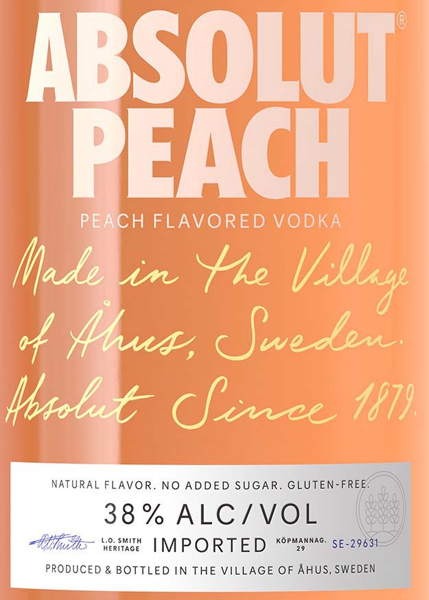 slide 3 of 7, Absolut Peach Flavored Vodka, 750 mL Bottle, 38% ABV, 750 ml