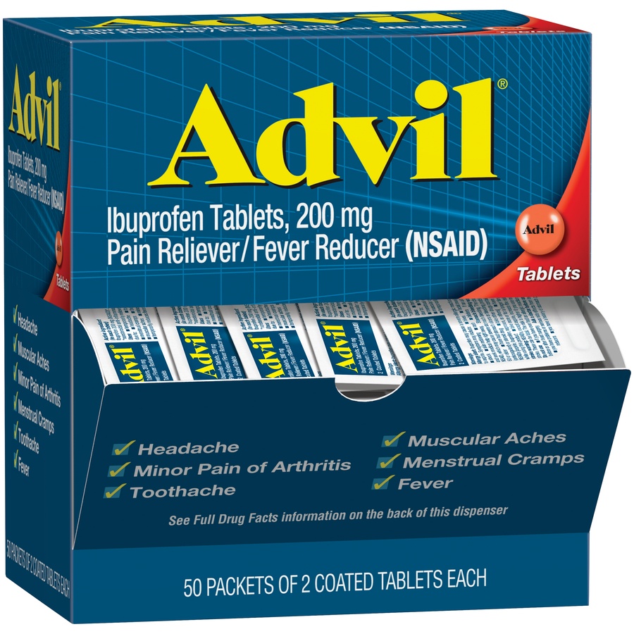 slide 3 of 7, Advil Pain Reliever/Fever Reducer Coated Tablet Refill - Ibuprofen (NSAID), 2 pk; 50 ct