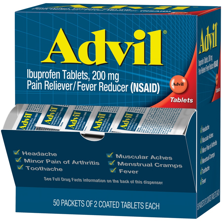 slide 4 of 7, Advil Pain Reliever/Fever Reducer Coated Tablet Refill - Ibuprofen (NSAID), 2 pk; 50 ct