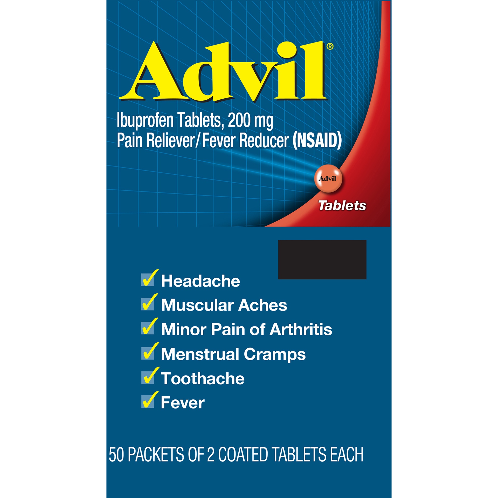 slide 6 of 7, Advil Pain Reliever/Fever Reducer Coated Tablet Refill - Ibuprofen (NSAID), 2 pk; 50 ct