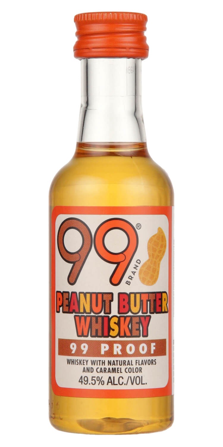 slide 1 of 1, 99 Brand Peanut Butter Whiskey, 50 mL Bottle, 99 Proof, 50 ml
