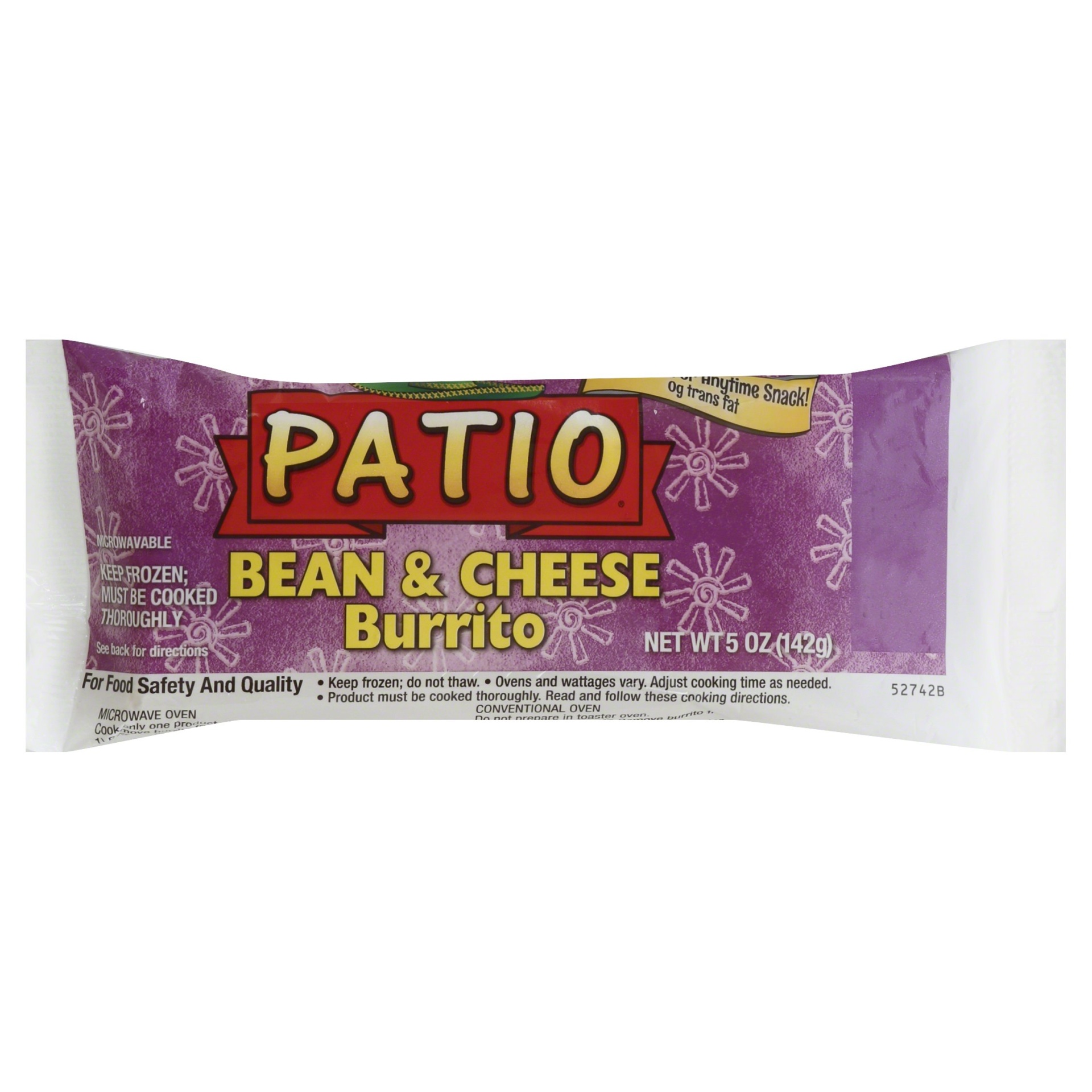 slide 1 of 1, Patio Bean & Cheese Burrito, 5 oz