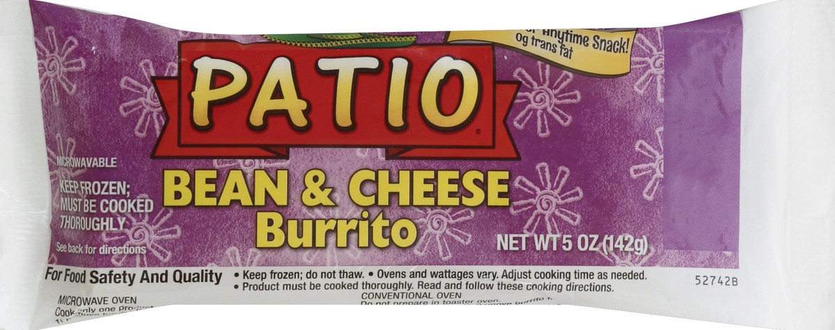 slide 1 of 5, Patio Bean & Cheese Burrito 5 oz, 5 oz