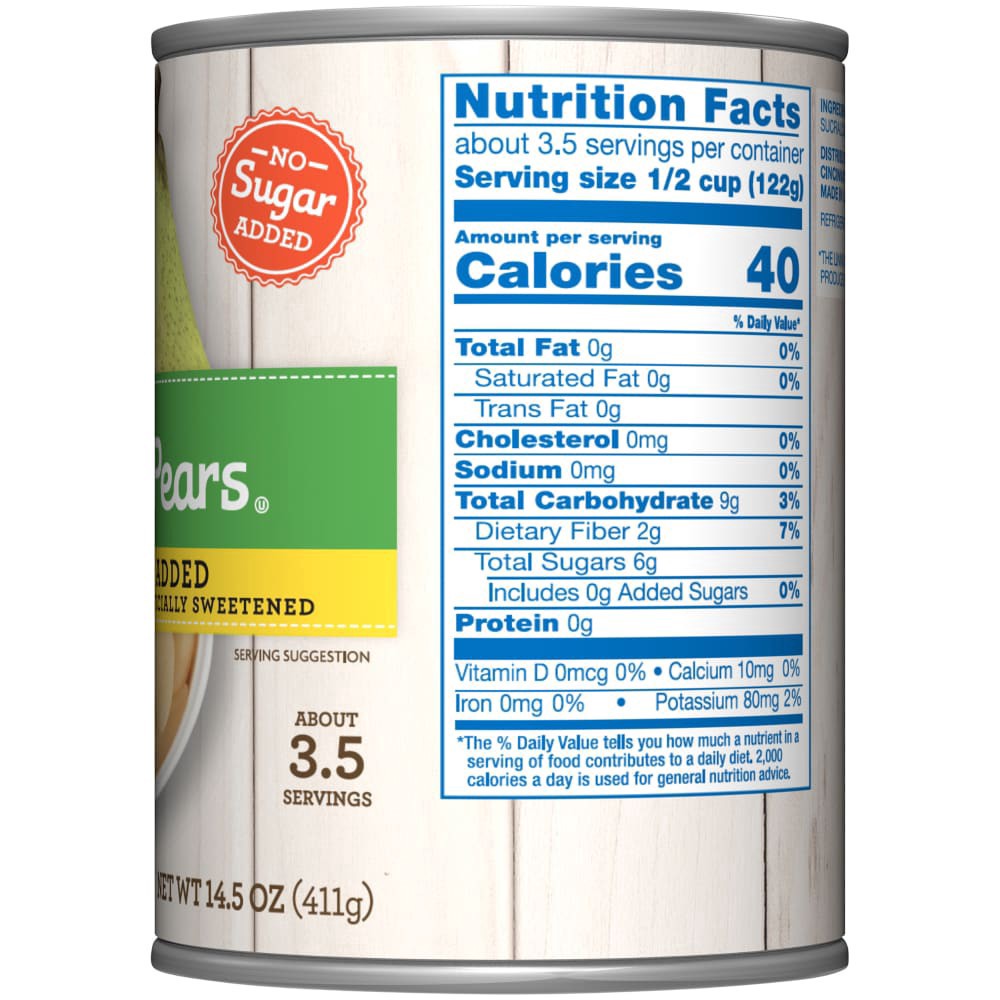 slide 2 of 4, Kroger No Sugar Added Sliced Pears, 14.5 oz