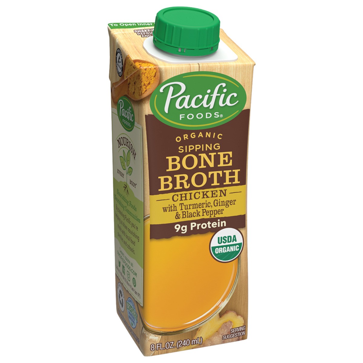 slide 3 of 8, Pacific Foods Organic Chicken Bone Broth with Turmeric, Ginger, & Black Pepper, 8oz, 8 oz