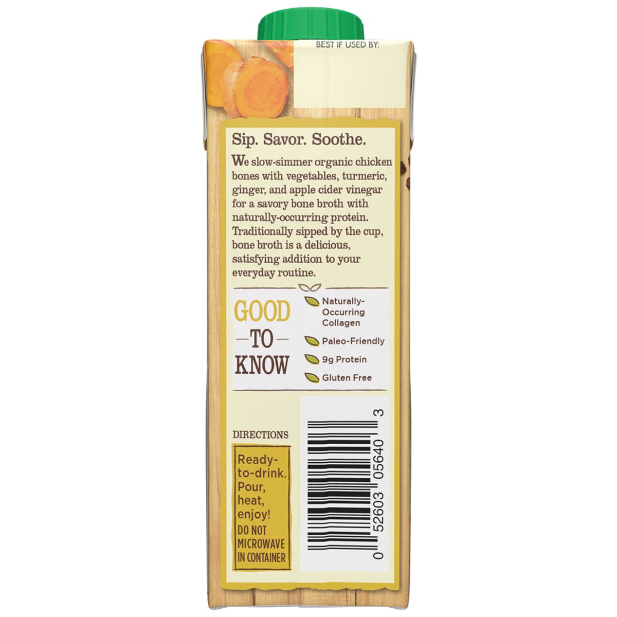 slide 8 of 8, Pacific Foods Organic Chicken Bone Broth with Turmeric, Ginger, & Black Pepper, 8oz, 8 oz